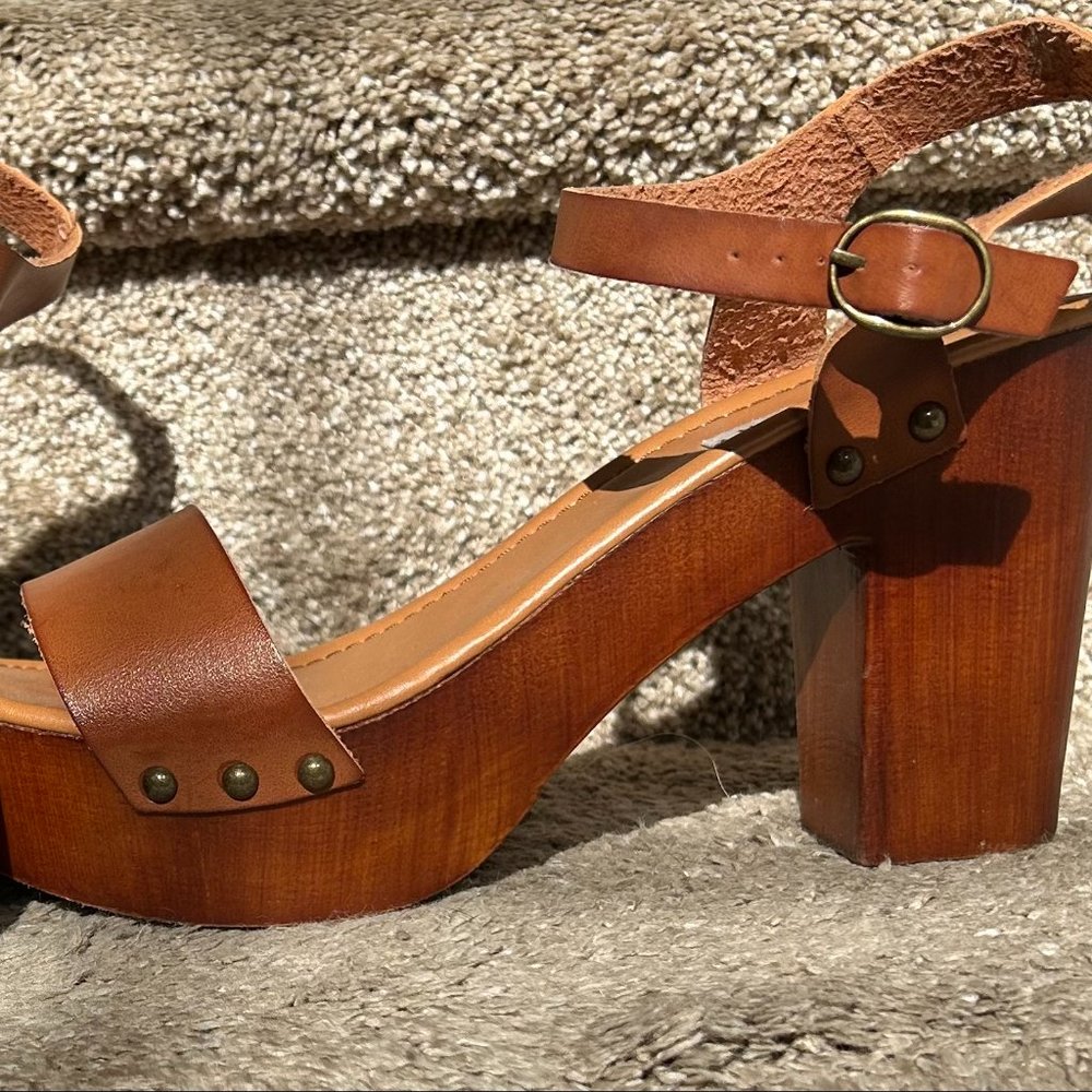 Steve Madden Wooden Heels, Size 10, Brown